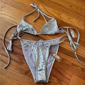 Silver Metallic Bikini Set